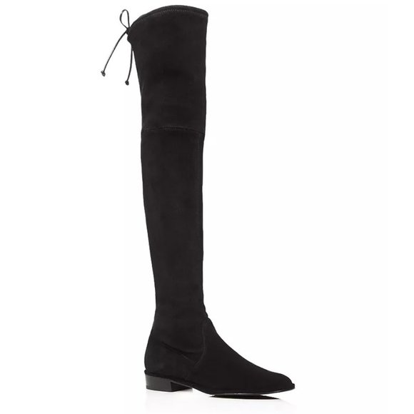 Stuart Weitzman Lowland Stretch Suede Over-the-Knee Boots Black Size 9 W - Picture 1 of 12